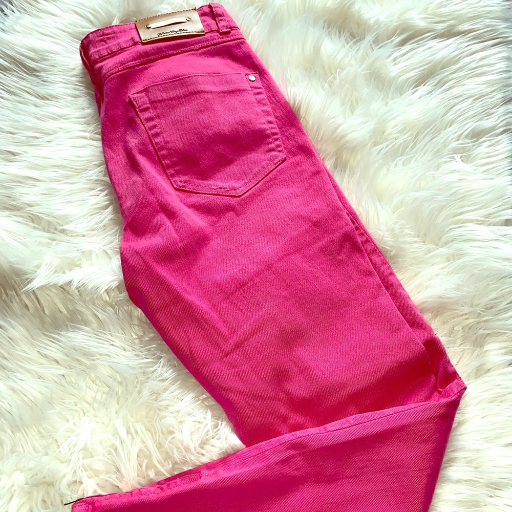 Zara Zipper Hot Pink Jeans